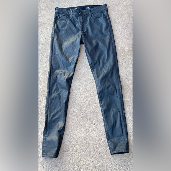 AG Farrah Skinny Ankle HIGH-RISE SKINNY ANKLE LEATHERETTE SUPER BLACK JEANS 27R - Picture 8 of 13